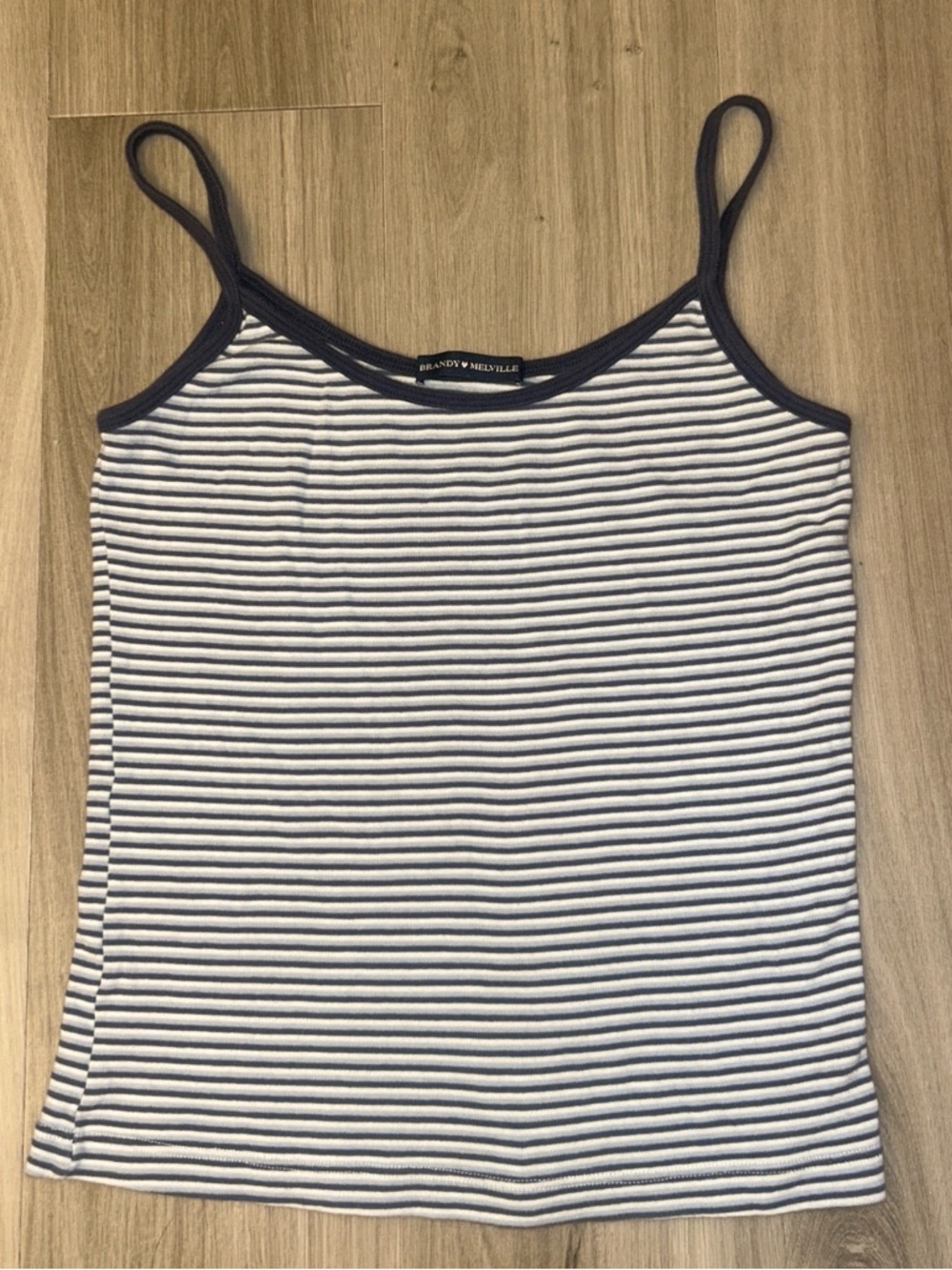 Brandy Melville Navy & White Striped Ribbed Cami